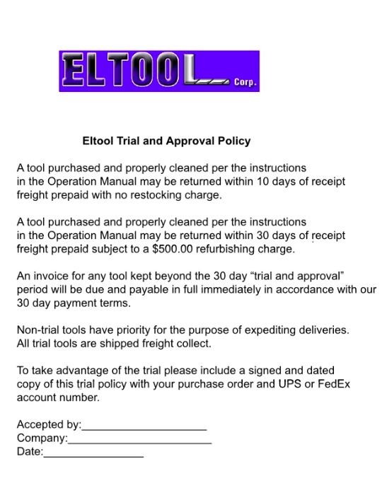 El Tool trial and approval policy